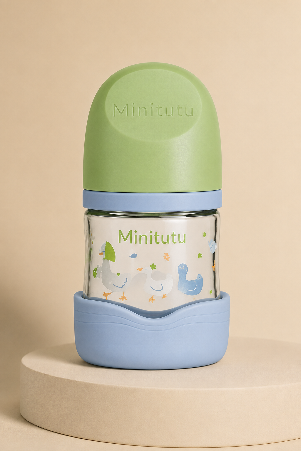 Minitutu Anti-Falling Borosilicate Glass Feeding Bottle 80ml CB524 – 0+ Months
